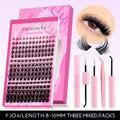 GROINNEYA Manga Lash Clusters Kit Fluffy 3D Mink Faux Cluster Lashes Kit Lashes Extension with Bond and Seal Makeup Kit